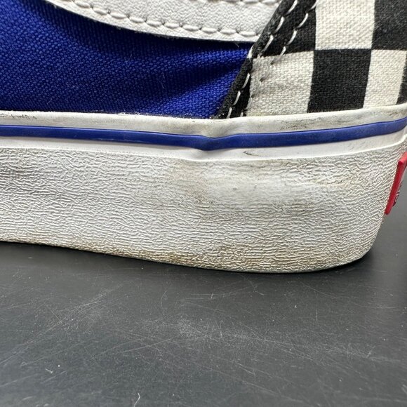 Vans Tennis Shoes Blue Black White Checkerboard Canvas Sneakers Women 8 Men 6.5 - Picture 12 of 15